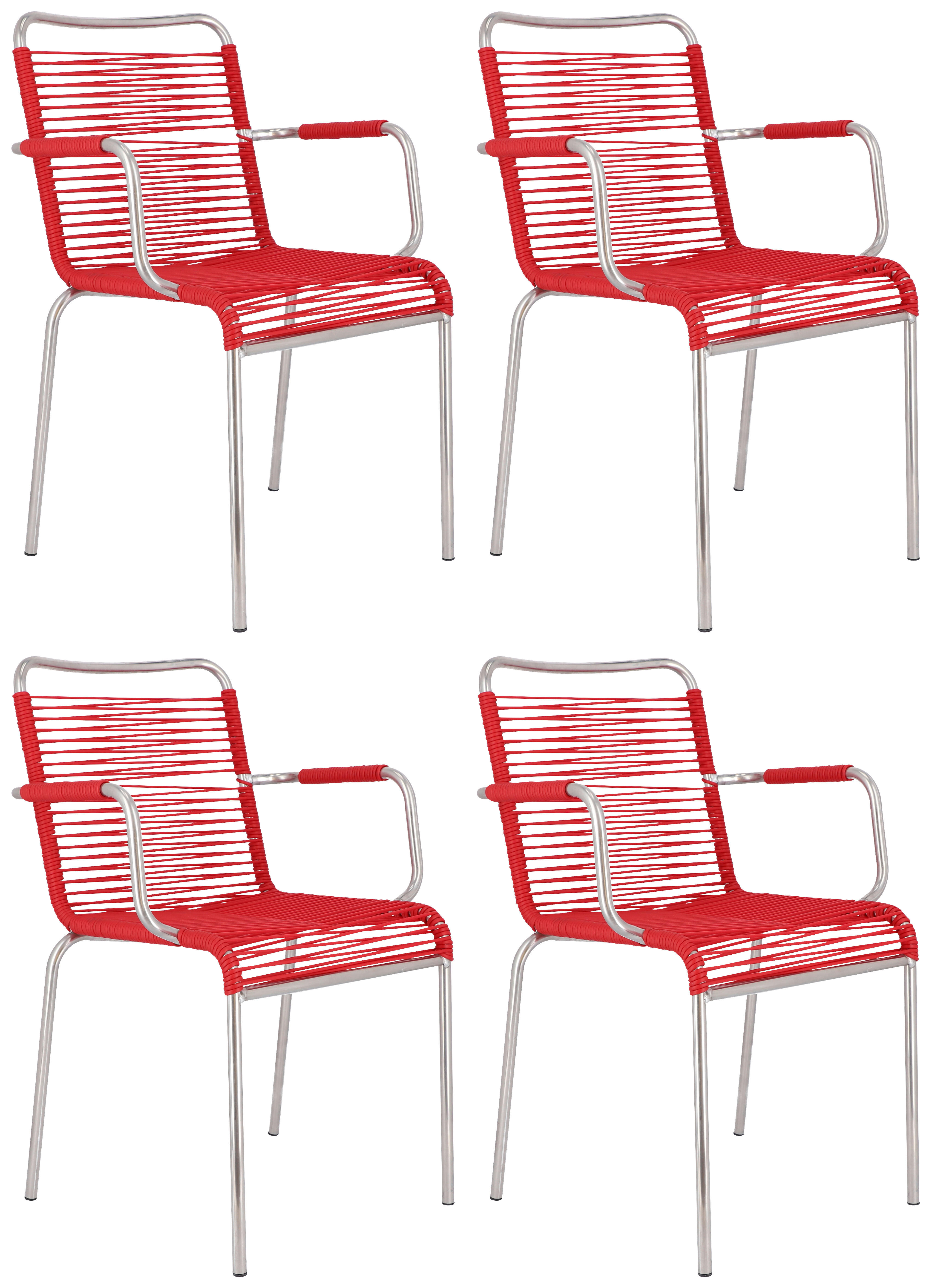 GARTENSESSEL-SET Aluminium Alufarben, Rot  - Rot/Alufarben, Design, Kunststoff/Metall (57/85/57cm) - FIAM