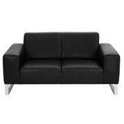 SOFA in Leder Schwarz - Edelstahlfarben/Schwarz, Design, Leder/Metall (167/81/90cm) - Koinor