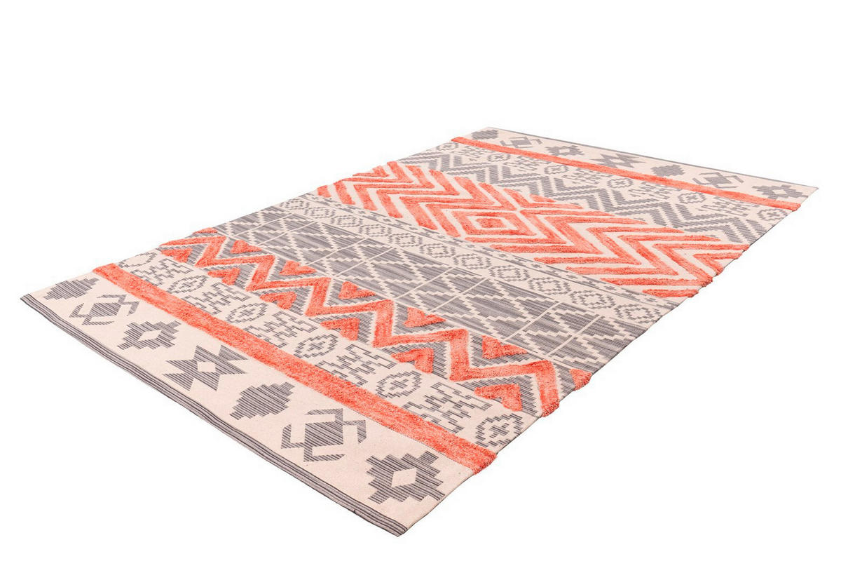 FLACHWEBETEPPICH 160/230 cm Grau, Koralle  - Koralle/Grau, Basics, Textil (160/230cm) - Novel