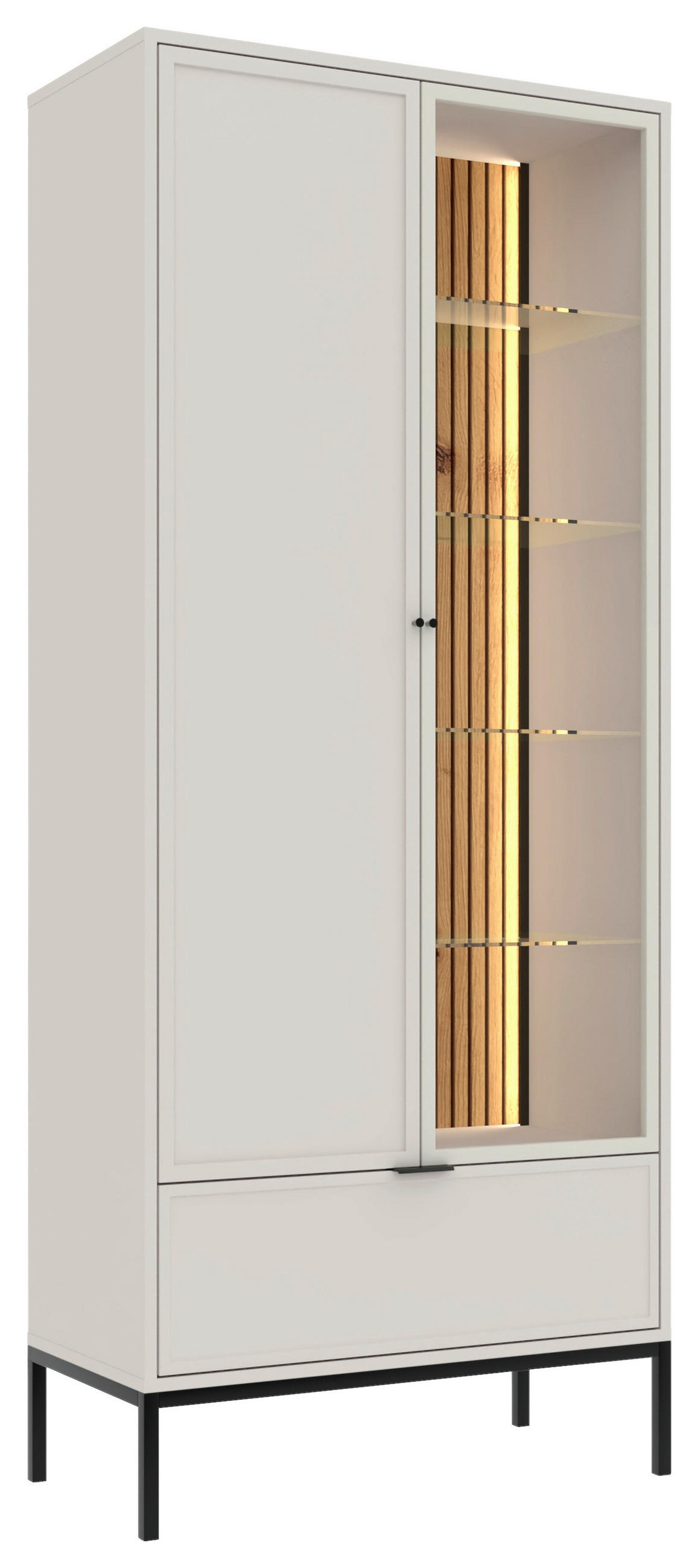 VITRINE  in Schwarz, Kaschmir  - Kaschmir/Schwarz, Design, Glas/Holzwerkstoff (76/115,5/40cm) - MID.YOU