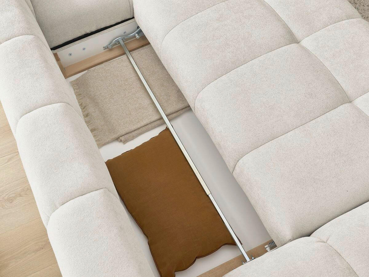 ECKSCHLAFSOFA EVEREST  mit Rücken echt, Armteil links, Armteil rechts Struktur Weiß  - Schwarz/Weiß, MODERN, Kunststoff/Textil (318/180cm) - Livetastic