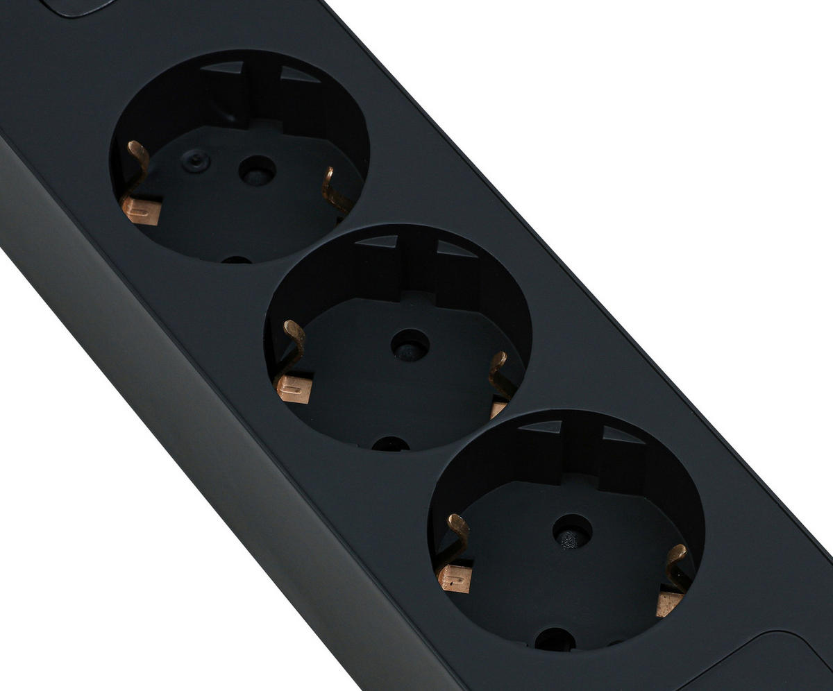 STECKDOSENLEISTE - Schwarz, Basics, Kunststoff/Metall (24/5,5/4cm) - Mican