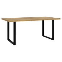 JEDILNA MIZA, barve hrasta  - črna/barve hrasta, Konvencionalno, kovina/leseni material (180/90/74,1cm) - Hom`in