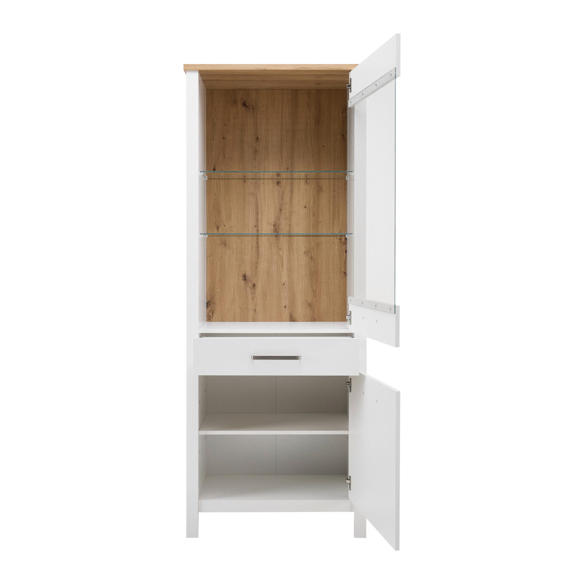VITRINA 80/205/45 cm   - bijela/srebrne boje, Romantično / ladanjski, staklo/drvni materijal (80/205/45cm)