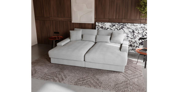 BIGSOFA Cord Hellgrau - Hellgrau/Schwarz, MODERN, Kunststoff/Textil (230/85/190cm) - Carryhome