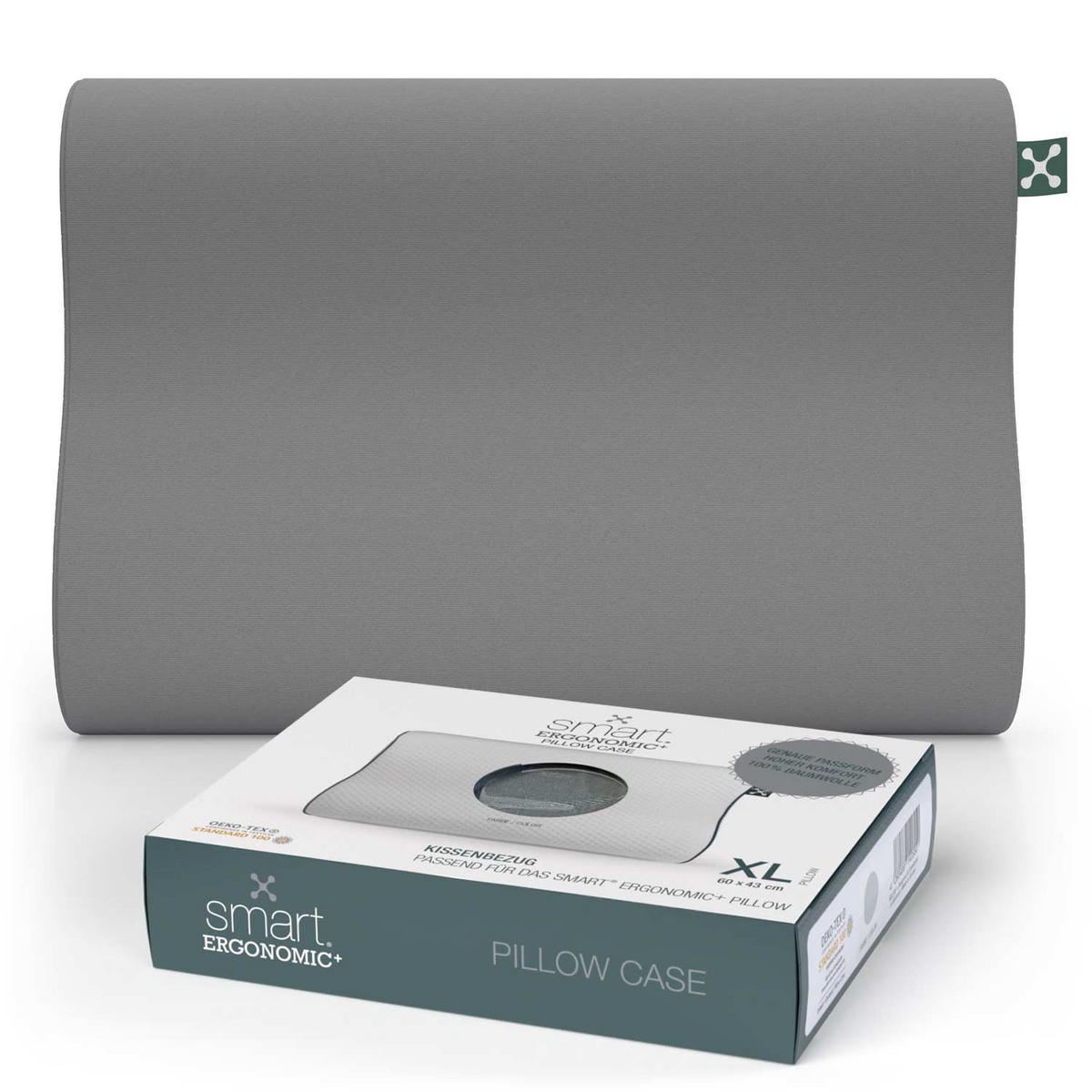 NACKENKISSENBEZUG ERGONOMIC+  - Grau, Basics, Textil (60/43cm) - Smartsleep