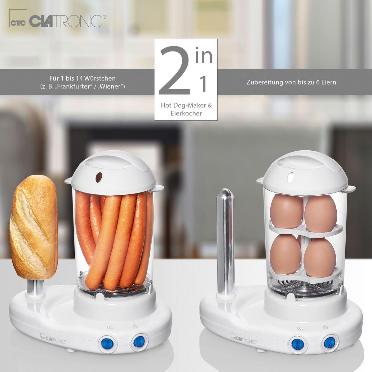 HOTDOG-MASCHINE  - Weiß, LIFESTYLE, Kunststoff (24/27/16cm) - Clatronic