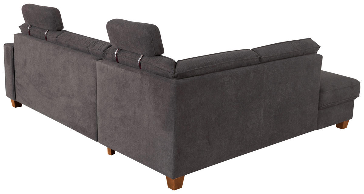 ECKSOFA in Flachgewebe Dunkelgrau  - Eichefarben/Dunkelgrau, Konventionell, Holz/Textil (213/236cm) - Sit & More