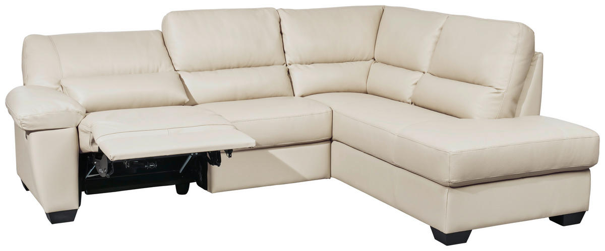 ECKSOFA Weiß Kombination Echtleder/Lederlook  - Weiß, KONVENTIONELL, Leder/Kunststoff (248/201cm) - Livetastic