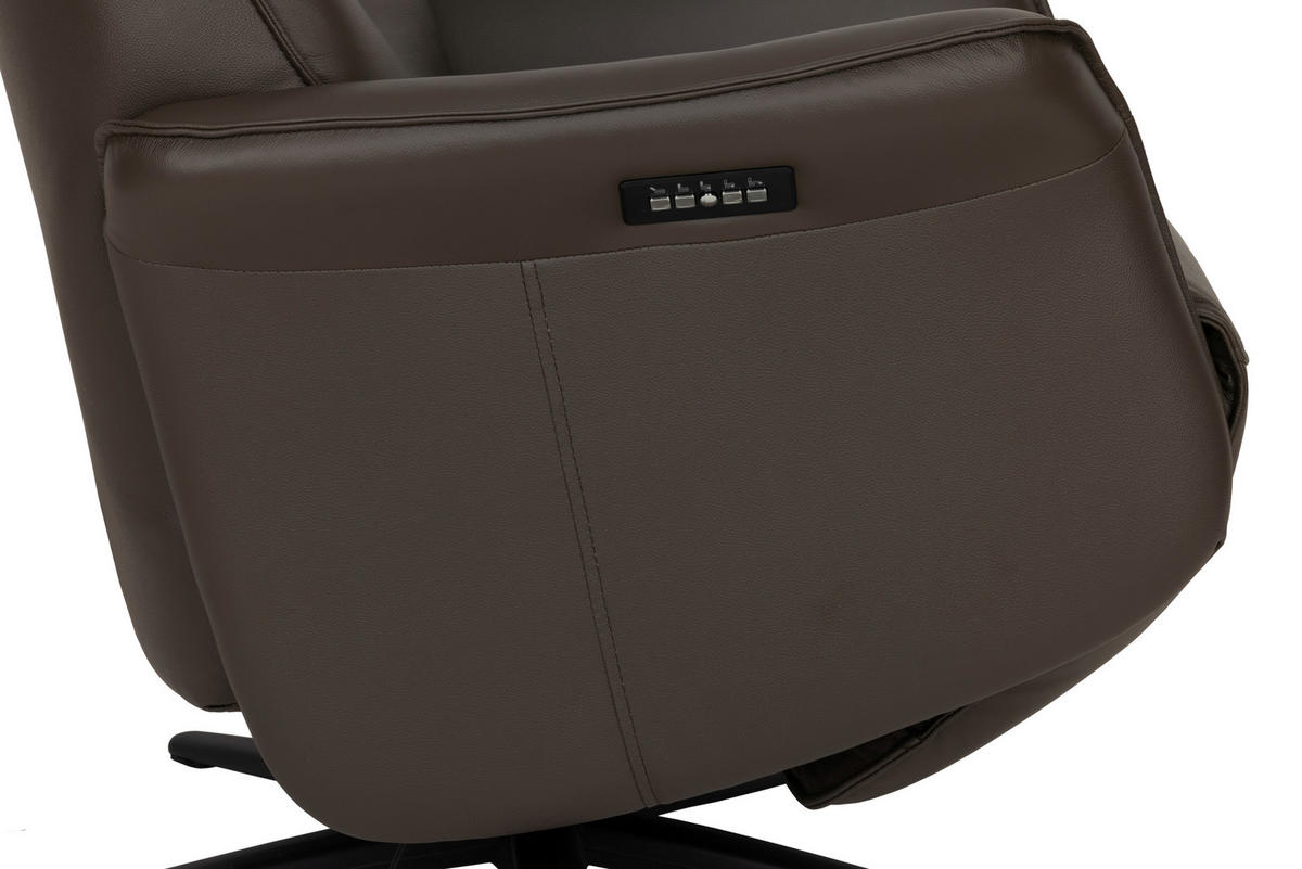 RELAXSESSEL Lederlook Echtleder    - Schwarz/Braun, Design, Leder/Holz (79/110/83cm) - Livetastic