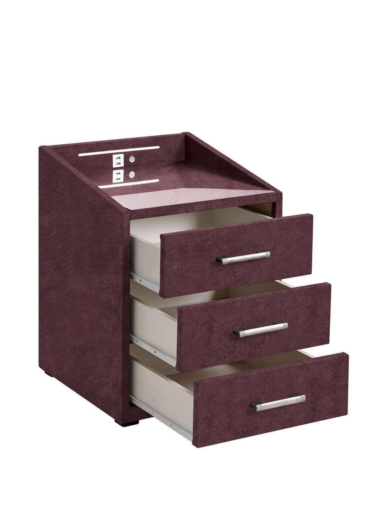 NACHTTISCH  Aubergine  - Silberfarben/Aubergine, Modern, Holzwerkstoff/Kunststoff (47cm) - MID.YOU