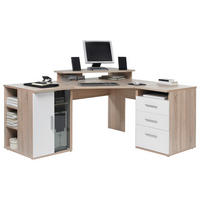 SAROKÍRÓASZTAL 173/75/140 cm  - tölgyfa színű/ezüstszínű, Design, műanyag/faalapú anyag (173/75/140cm) - Carryhome