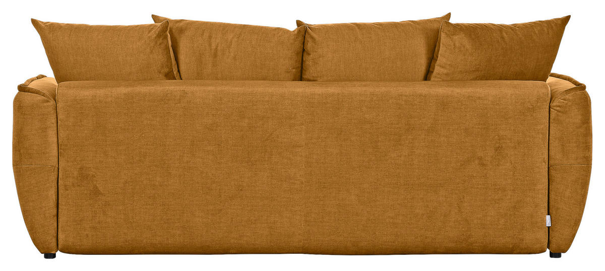 BÄDDSOFFA i flatväv senapsgul  - svart/senapsgul, Klassisk, textil/plast (250/70/118cm) - MID.YOU