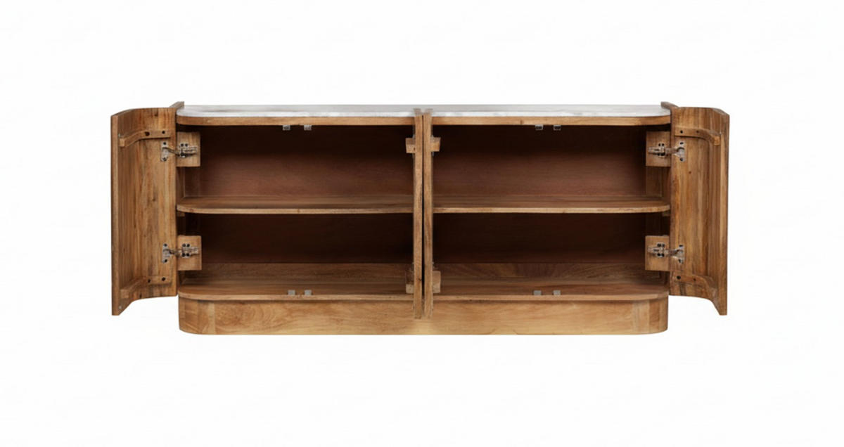 SIDEBOARD  in 170/75/45 cm  - Silberfarben/Naturfarben, Design, Holz/Stein (170/75/45cm) - Livetastic