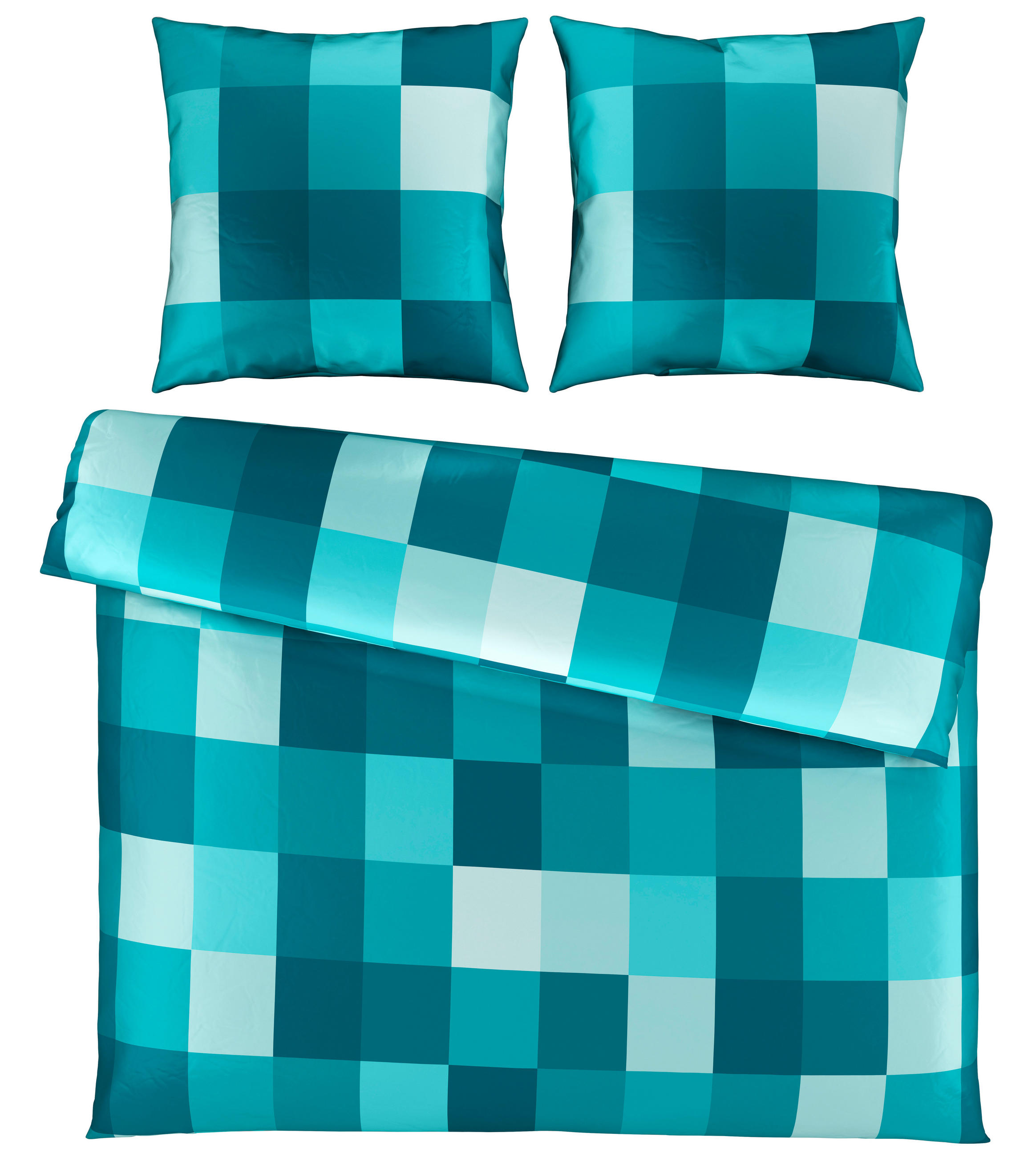 BETTWÄSCHE Beaufiat check Satin 200/200 cm  - Petrol, Textil (200/200cm) - Novel