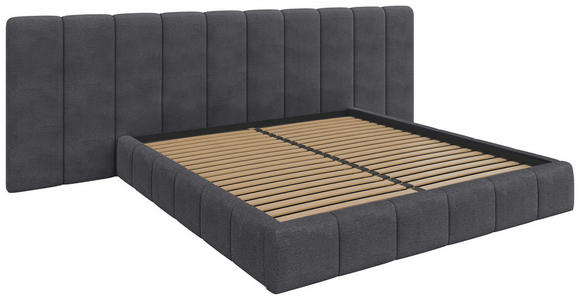 POLSTERBETT gepolstertes Kopfteil, Lattenrost, Bettkasten Anthrazit 160/200 cm  - Anthrazit/Schwarz, Design, Holz/Kunststoff (160/200cm) - Carryhome