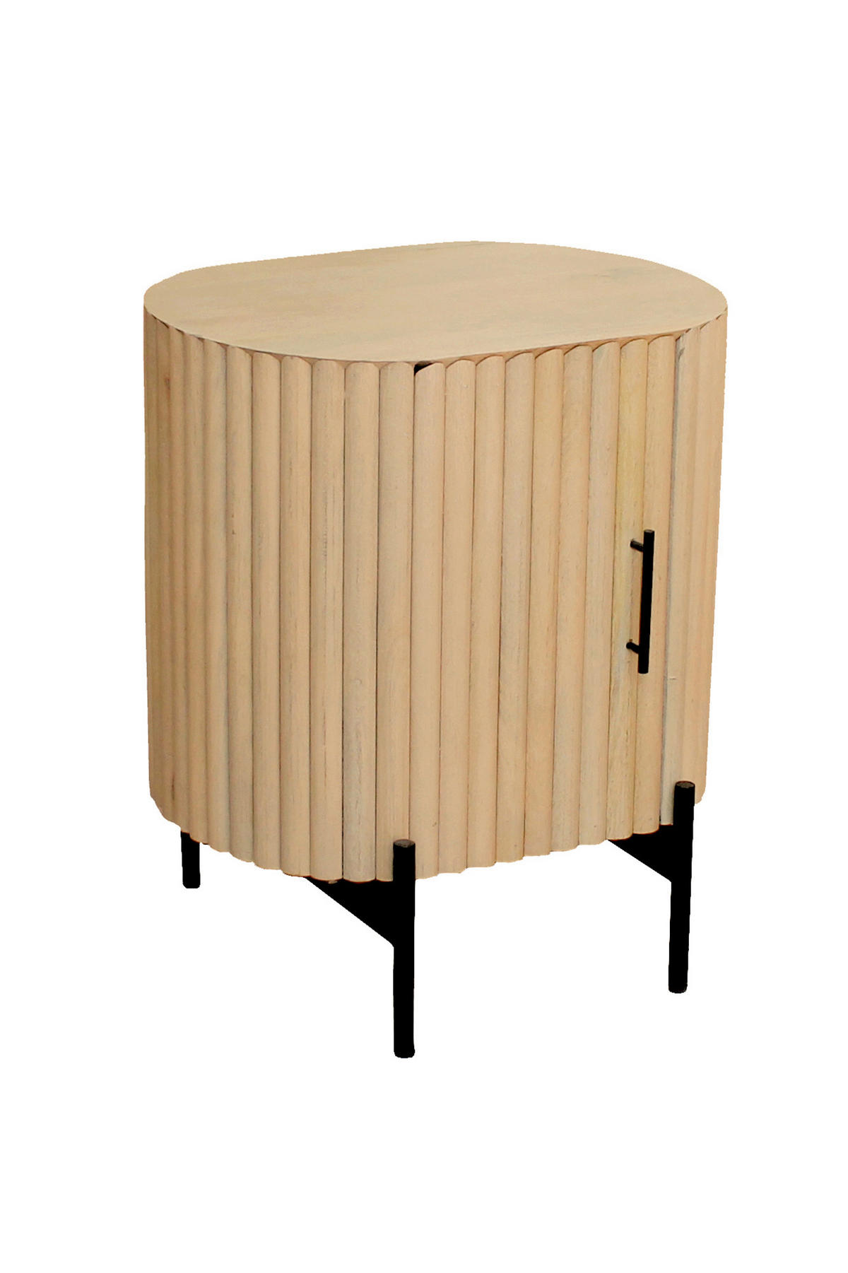 NACHTSCHRANK 50/60/40 cm Mangoholz massiv  - Schwarz/Naturfarben, Basics, Holz/Metall (50/60/40cm) - Livetastic