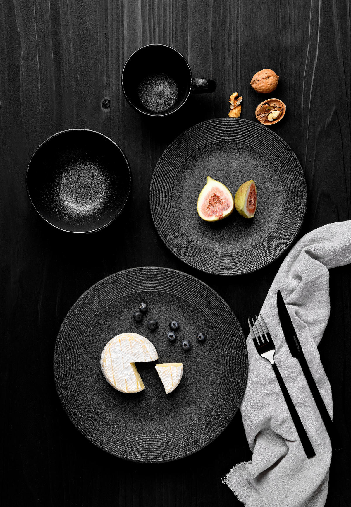 KOMBISERVICE 16-teilig  - Schwarz, Lifestyle, Keramik (36.5/33.5/33.5cm) - Novel