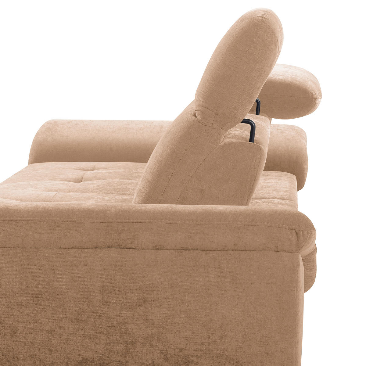 ECKSOFA  Webstoff Rotbraun  - Rotbraun/Schwarz, Design, Textil/Metall (268/195cm) - Livetastic