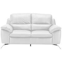 2,5-SITZER mit Relaxfunktion in Kombination Echtleder/Lederlook Weiss  - Weiss/Silberfarben, Design, Leder/Metall (216/97/95-151cm) - Livetastic
