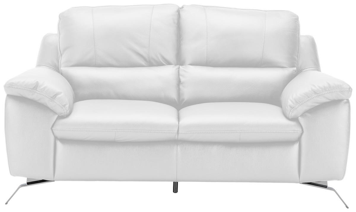 2,5-SITZER in Kombination Echtleder/Lederlook Weiss  - Weiss/Silberfarben, Design, Leder/Metall (211/97/95cm) - Livetastic