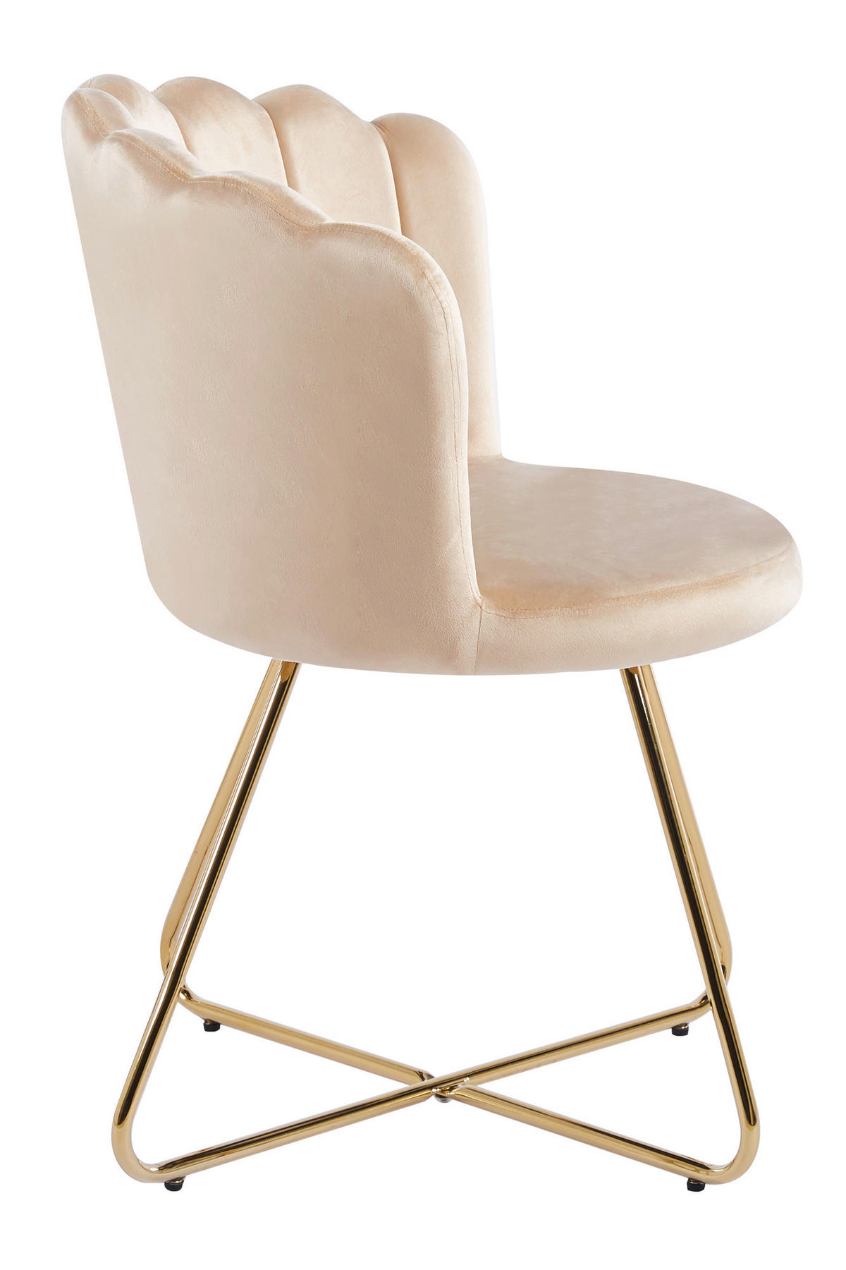 STUHL-SET 2 Stück  in Samt  - Beige/Goldfarben, MODERN, Textil/Metall (69,5/85/66cm) - Livetastic