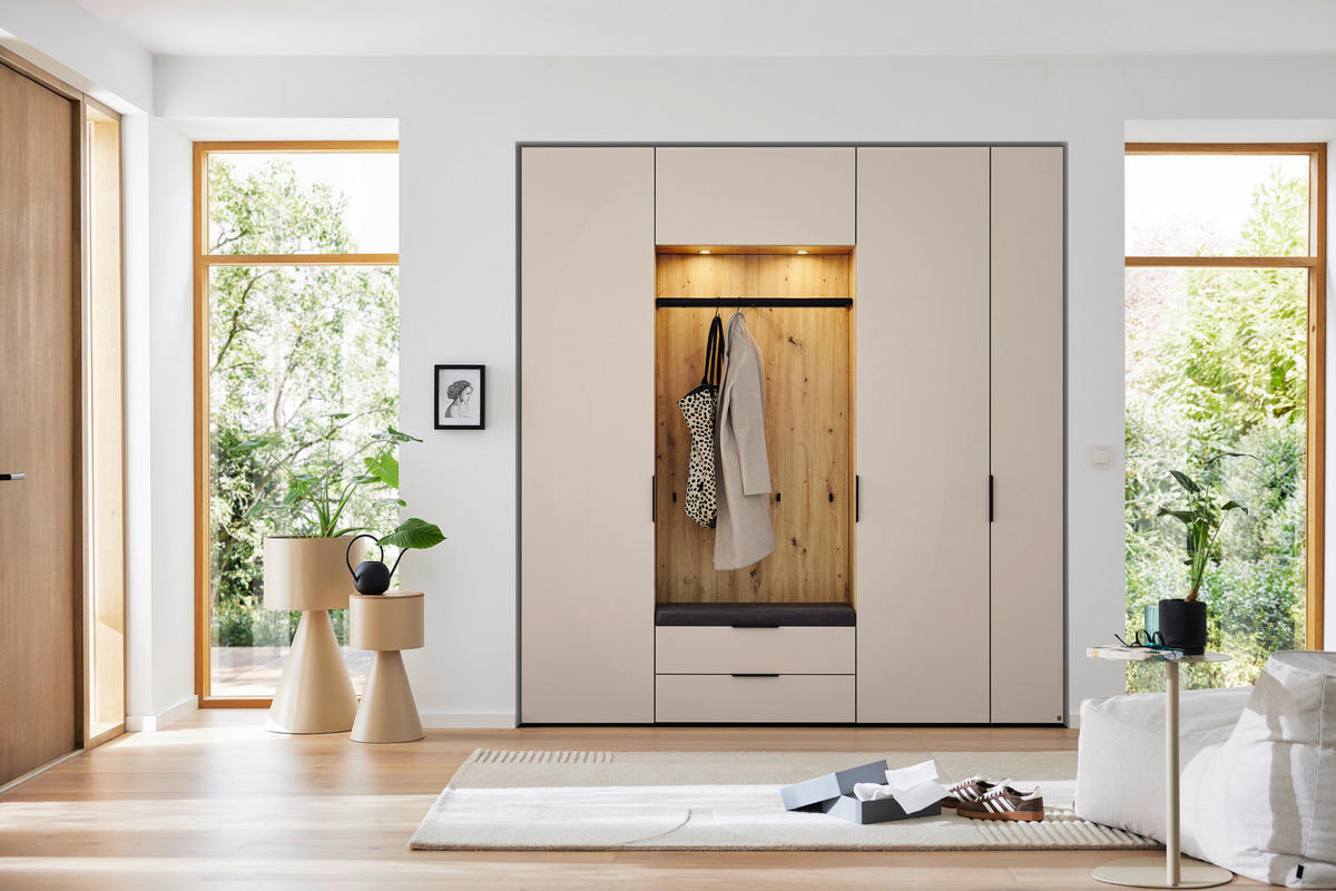 GARDEROBE 7-teilig  in 223/238/40 cm  - Anthrazit/Beige, Design, Holzwerkstoff/Textil (223/238/40cm) - Musterring