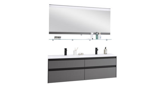 BADEZIMMER in 143,4 cm - Schwarz/Weiß, MODERN, Glas/Holzwerkstoff (143,4cm) - Novel
