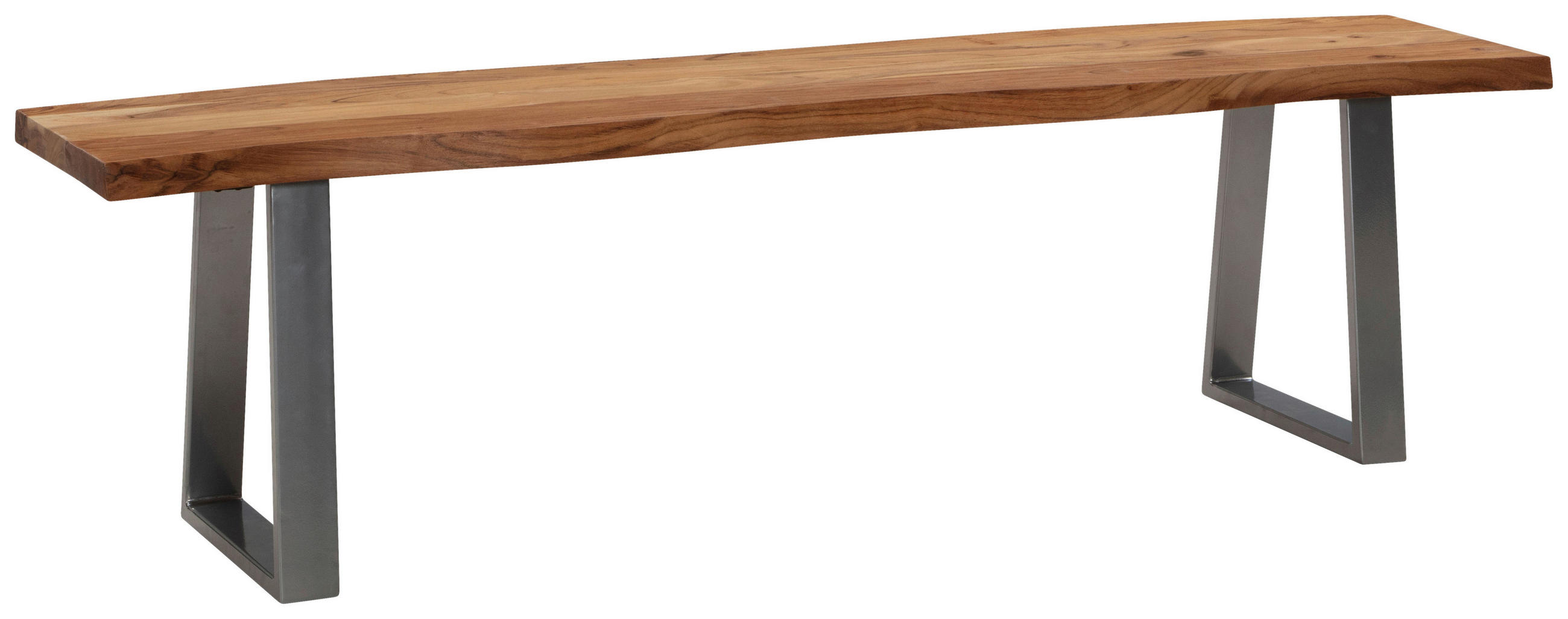 SITZBANK 180/45,5/40 cm Akaziefarben Akazie massiv Metall  - Chromfarben/Akaziefarben, MODERN, Holz/Metall (180/45,5/40cm) - MID.YOU