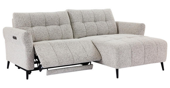 ECKSOFA  in Webstoff Grau  220/156 cm  - Grau/Nickelfarben, Design, Textil/Metall (220/156cm) - Carryhome