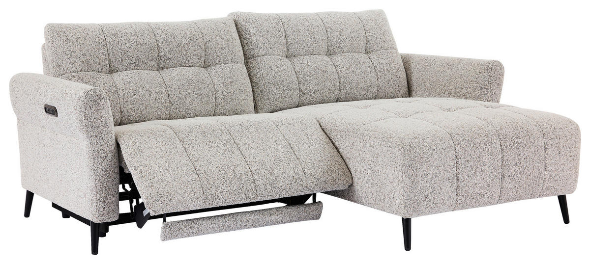 ECKSOFA in Webstoff Grau  220/156 cm  - Grau/Nickelfarben, Design, Textil/Metall (220/156cm) - Carryhome