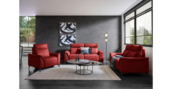 SESSEL in Echtleder Rot  - Rot/Schwarz, Design, Leder/Metall (107/105/98cm) - Belluti