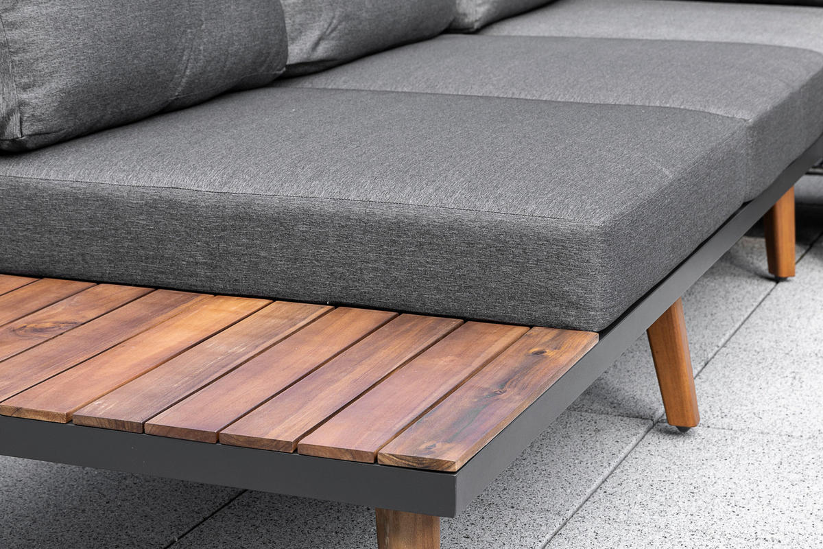 LOUNGEGARNITUR   287,5/28/287,5 cm Akazie Hartholz Aluminium  - Graphitfarben/Braun, KONVENTIONELL, Holz/Textil (287,5/28/287,5cm) - Gardenson