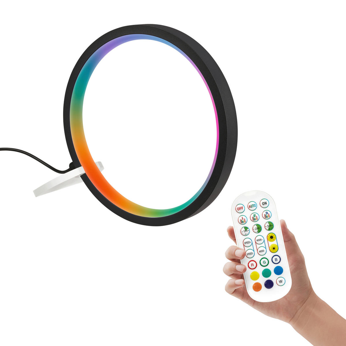 LED ASZTALI LÁMPA - fekete, Basics, műanyag/fém (20/20/2cm)