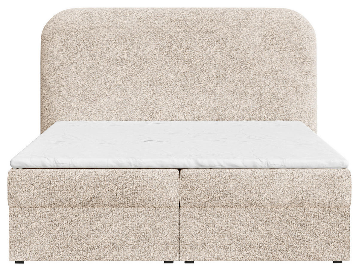 BOXBETT 180/200 cm,  in Beige, Bettkasten, Topper,  - Beige/Schwarz, MODERN, Holz/Kunststoff (180/200cm) - MID.YOU