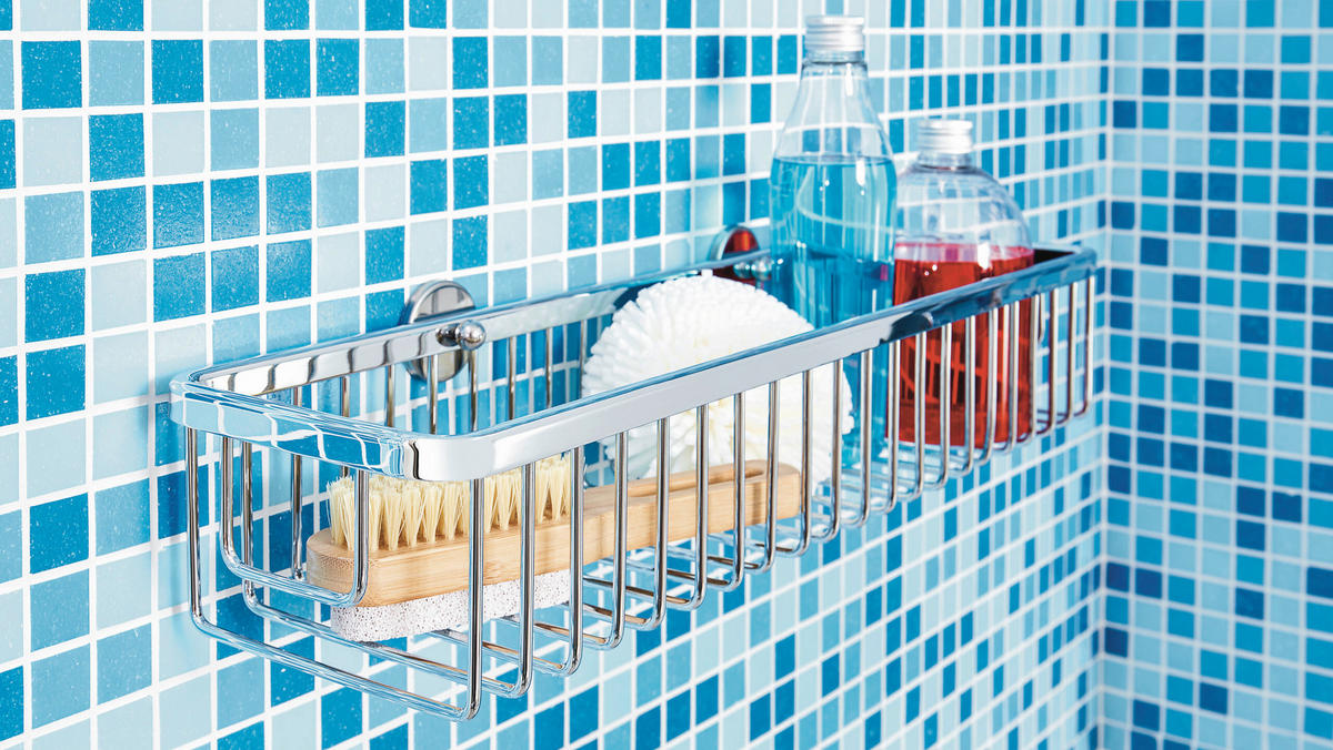 DUSCHABLAGE - Chromfarben, Basics, Metall (45/12,5/9,2cm) - Tesa