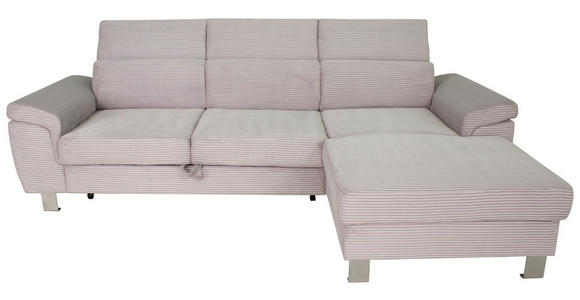 ECKSOFA in Cord Hellgrau  - Silberfarben/Hellgrau, Design, Textil/Metall (250/167cm) - Xora