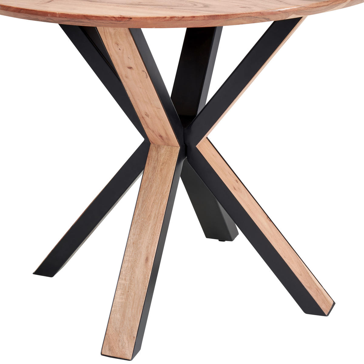 ESSTISCH in Holz, Metall  - Schwarz/Akaziefarben, Natur, Holz/Metall (100/76/100cm) - Livetastic