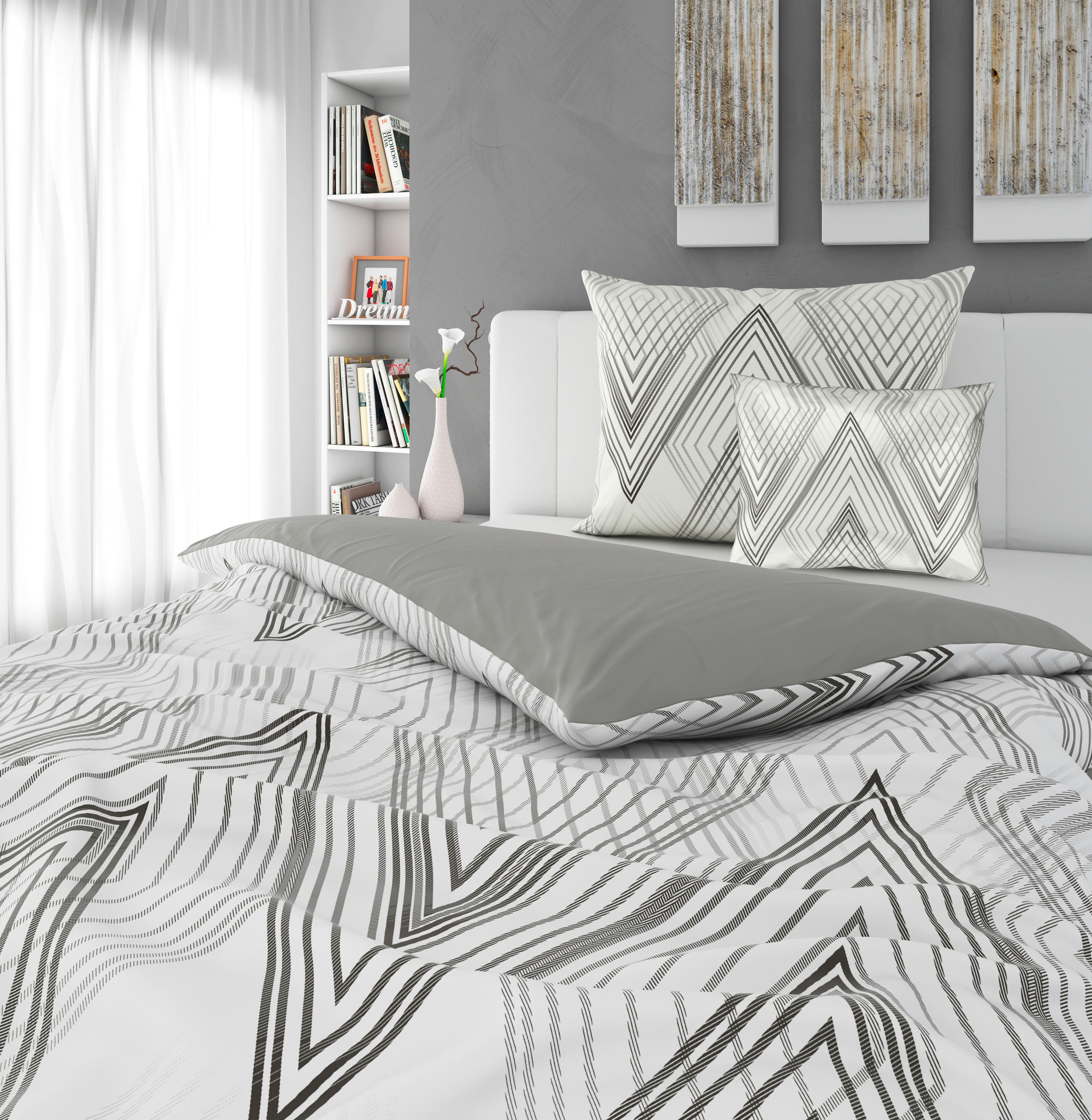 KÉTOLDALAS ÁGYNEMŰHUZAT 140/200 cm  - szürke, Design, textil (140/200cm) - Novel