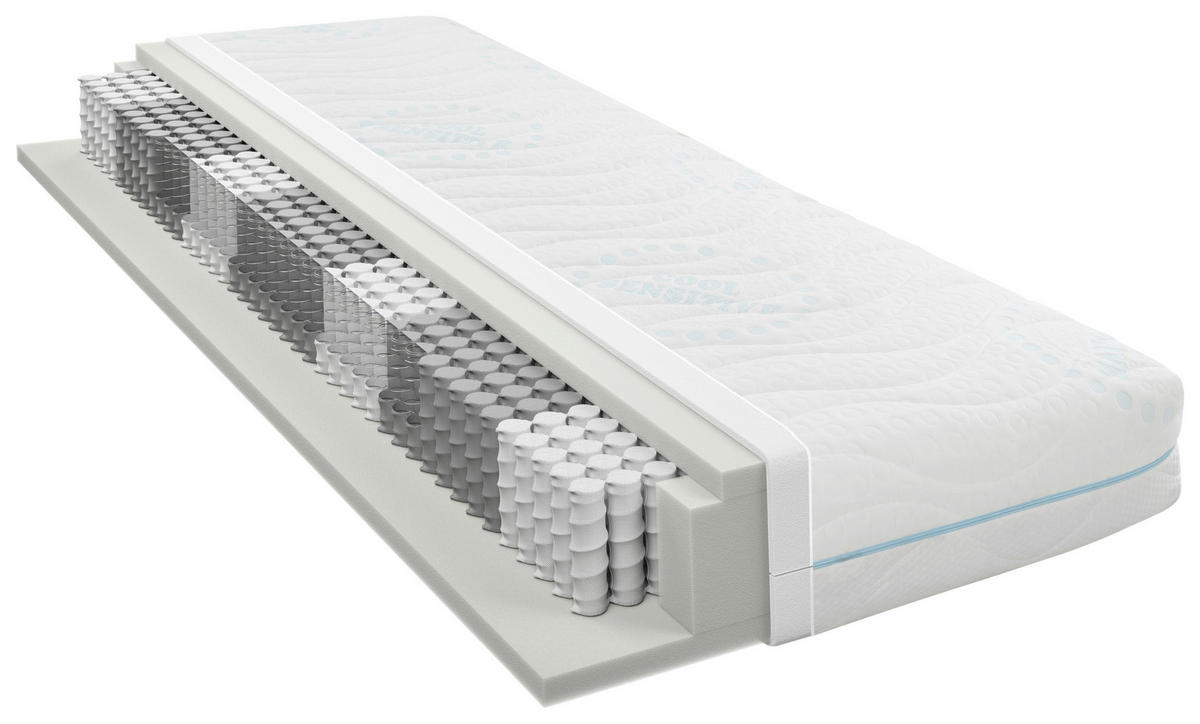TASCHENFEDERKERNMATRATZE 90/200 cm Höhe ca. 23 cm 7 -Zonen - Weiß, Basics, Textil (90/200cm) - Sleeptex