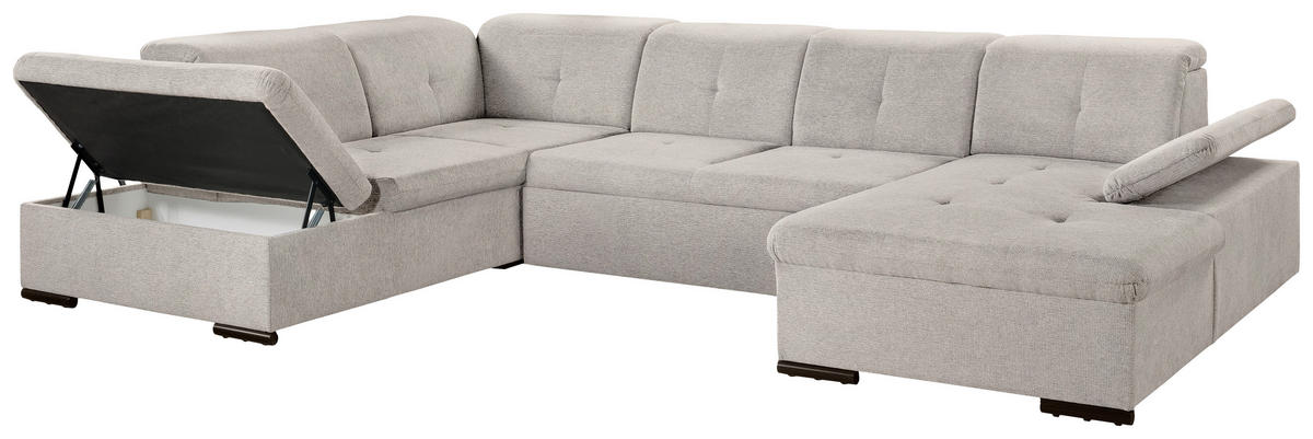 WOHNLANDSCHAFT Beige Chenille  - Beige/Grau, KONVENTIONELL, Kunststoff/Textil (188/340/240cm) - Carryhome