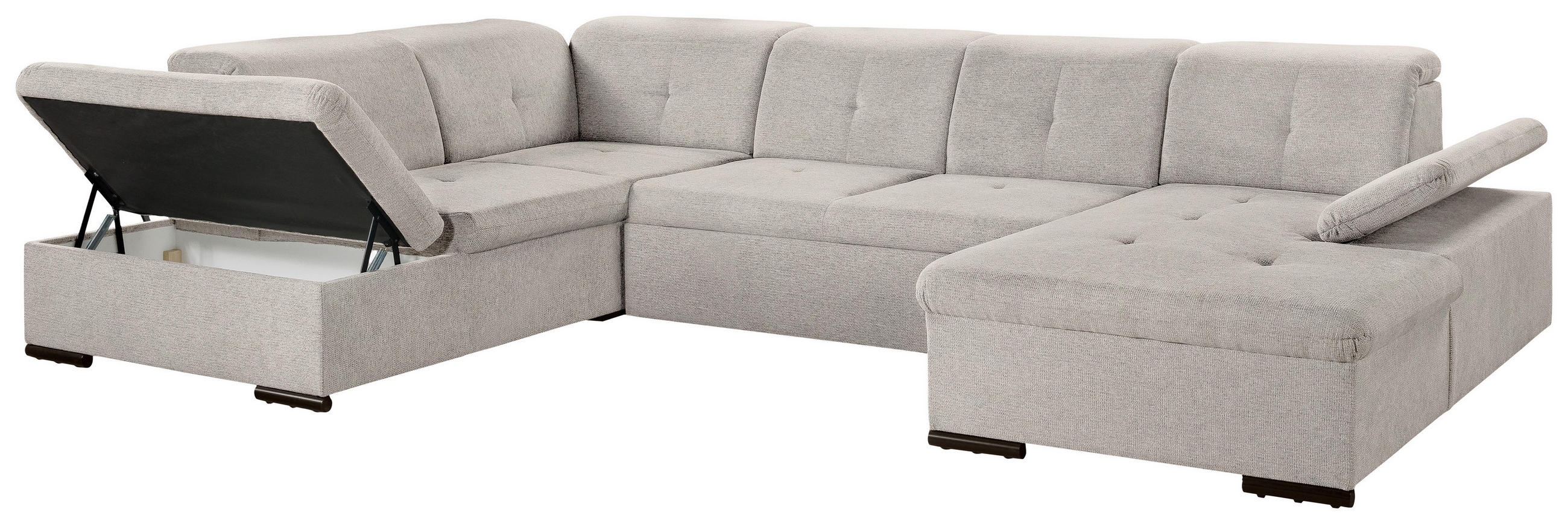 Thumbnail - Carryhome Wohnlandschaft, Beige, Textil, 5-6-Sitzer, Füllung: Schaumstoffflocken, Ottomane rechts, U-Form, 340x240 cm, L...