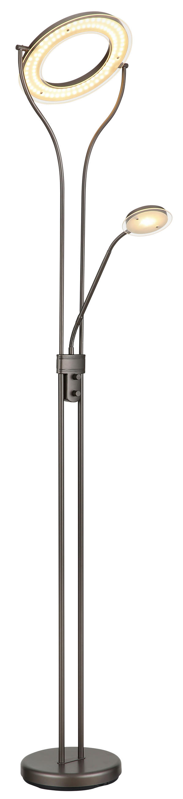 LED-STEHLEUCHTE Ebro 35/30/194 cm  - Klar/Schwarz, Design, Glas/Kunststoff (35/30/194cm) - Globo