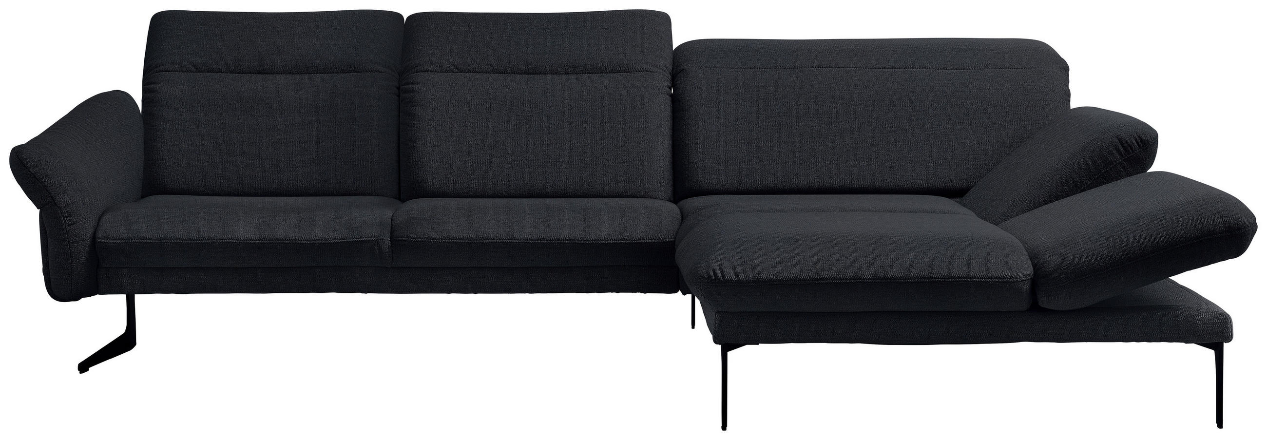 ECKSOFA in Webstoff Dunkelblau  - Anthrazit/Dunkelblau, Design, Textil/Metall (299/203cm) - Himolla