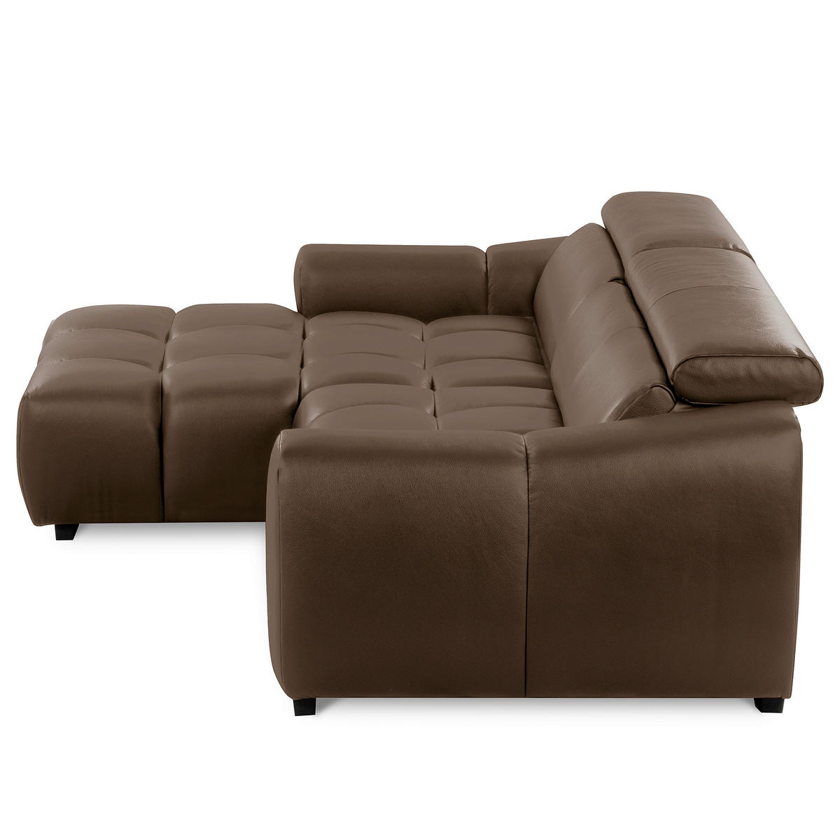 ECKSOFA AVEIRO Braun Echtleder Bettkasten, Kopfteilverstellung, Sitzvorzug  - Schwarz/Braun, Design, Leder/Kunststoff (177/274cm) - Livetastic