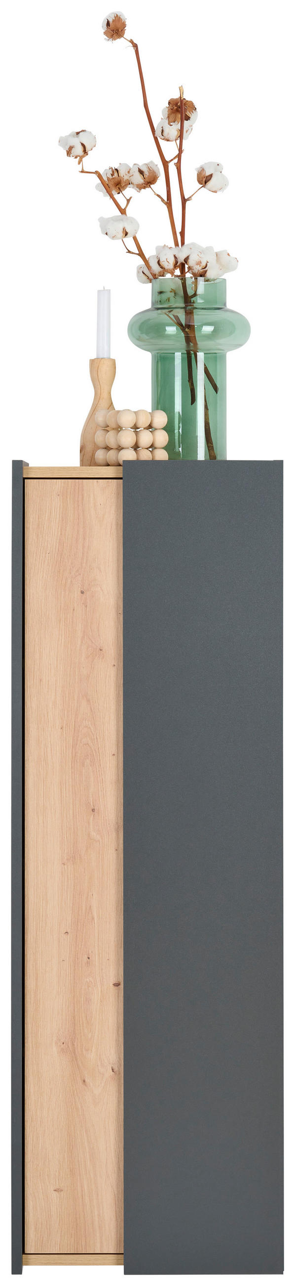 Thumbnail - home24 Midischrank Palium, Anthrazit, Eiche Artisan, Holzwerkstoff, 2 Fächer, 40.2x120x31.7 cm, Beimöbel erhältlich, hän...