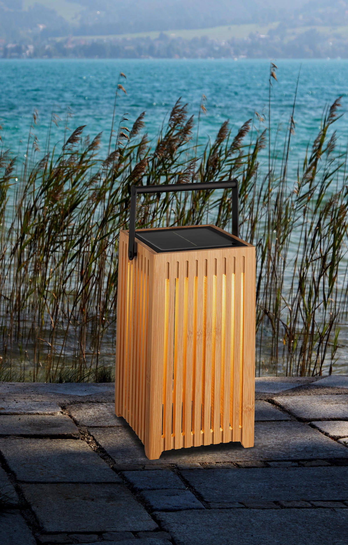 SOLARLEUCHTE - Schwarz, Design, Holz/Kunststoff (12/12/24cm) - Ambia Garden