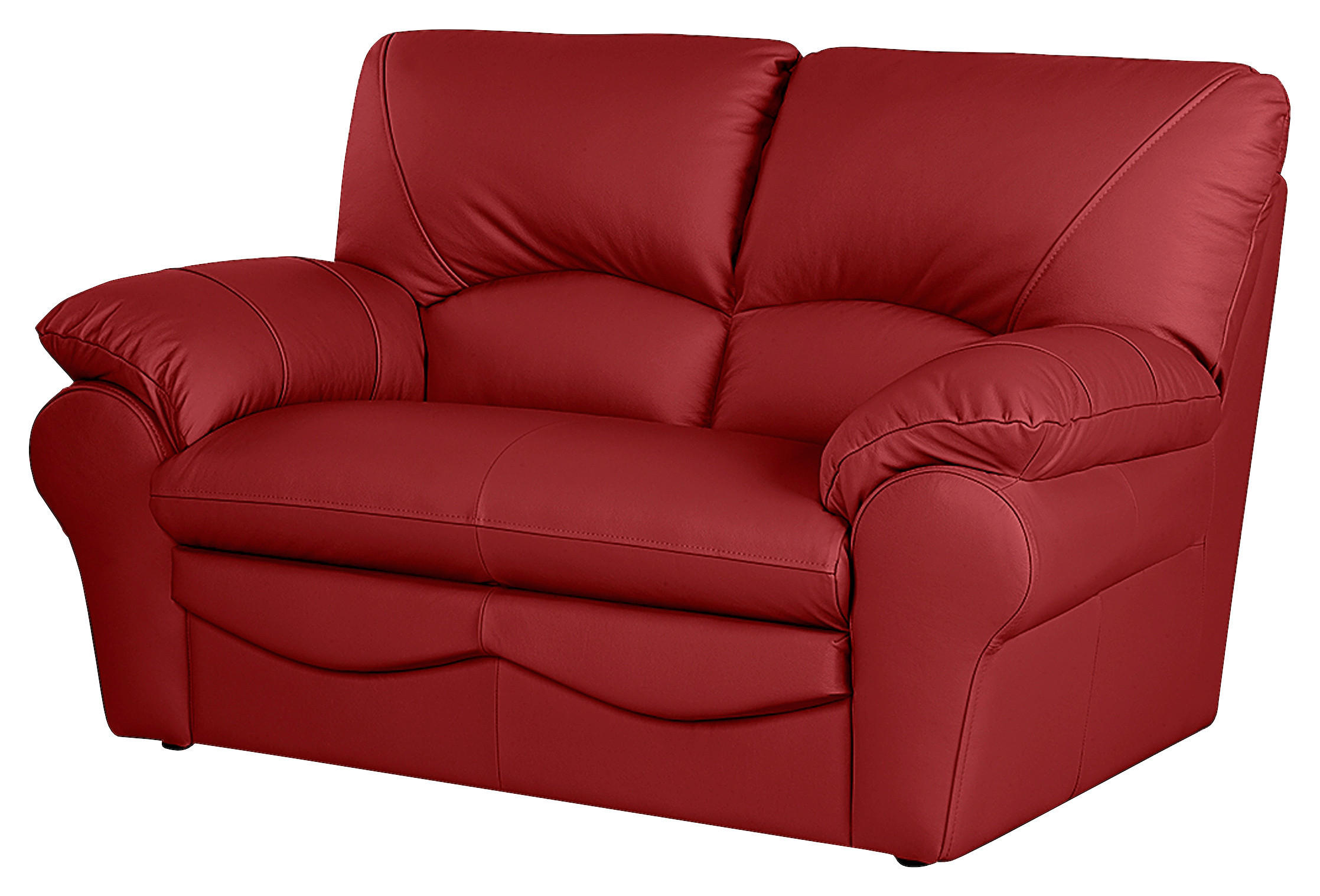 2-SITZER-SOFA in Echtleder Rot  - Rot/Schwarz, Design, Leder/Kunststoff (150/92/85cm) - Livetastic