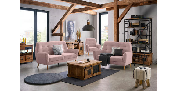 SESSEL Webstoff Rosa    - Eichefarben/Rosa, Design, Holz/Textil (90/105/84cm) - Carryhome
