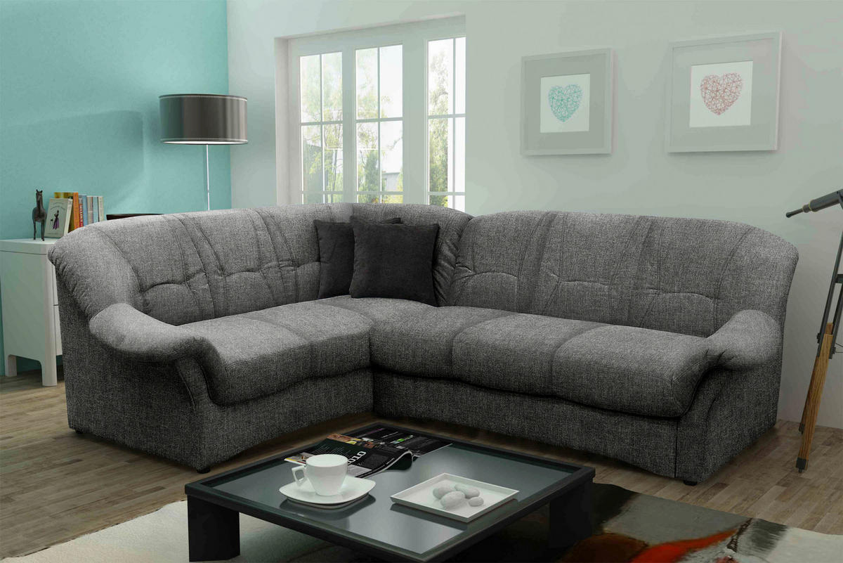 ECKSOFA Dunkelgrau Mikrofaser  - Dunkelgrau/Schwarz, KONVENTIONELL, Kunststoff/Textil (192/243cm) - MID.YOU
